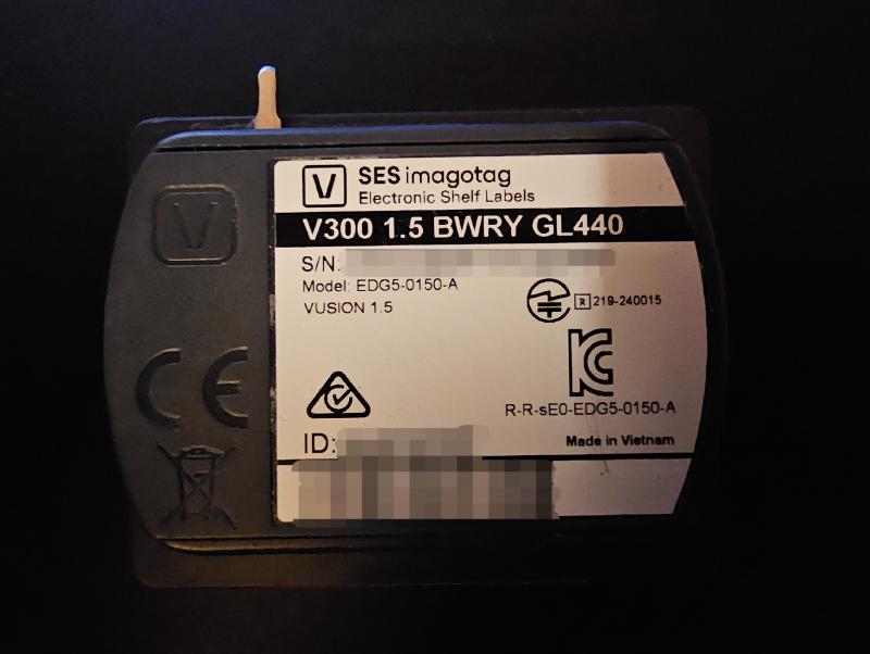 Picture of the backside of the label. Serial number information is censored.
